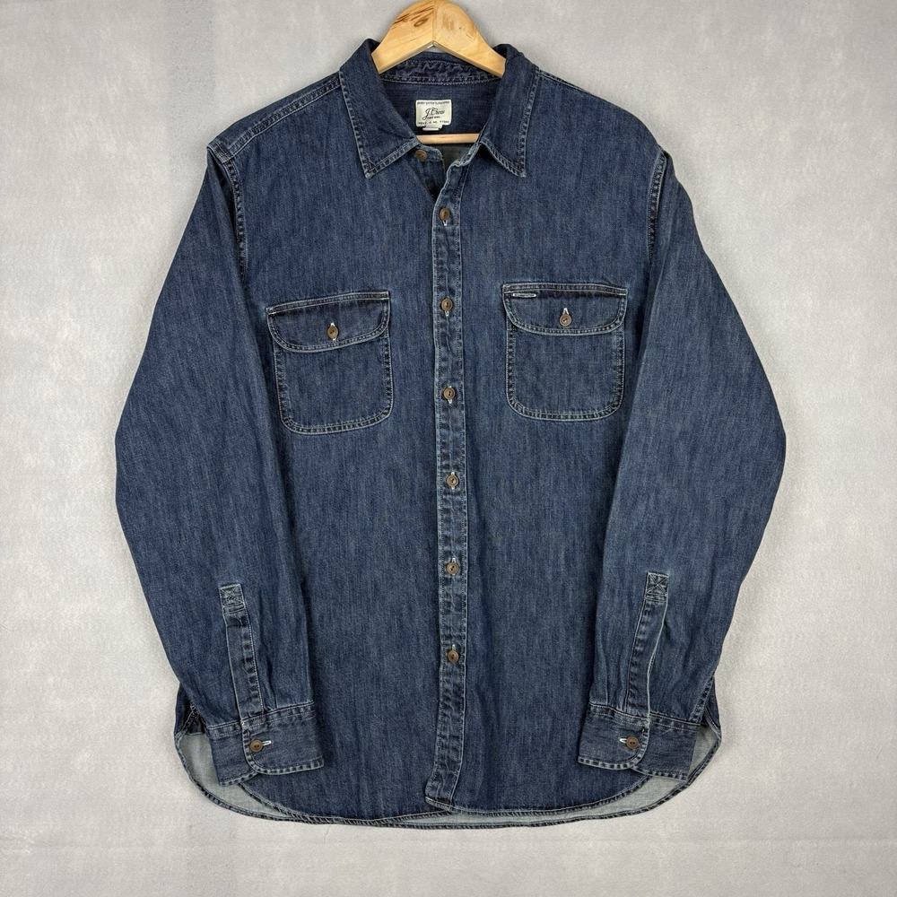 J.Crew Denim Shirt Men’s Large Blue Long Sleeve Casual Workwear Utility Pocket
